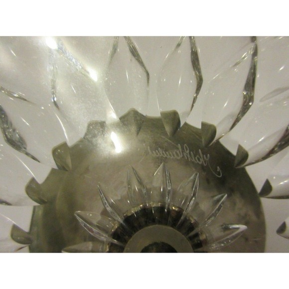 Val St. Lambert Crystal BALMORAL Cake Stand with Metal Base Signed - Picture 5 of 12